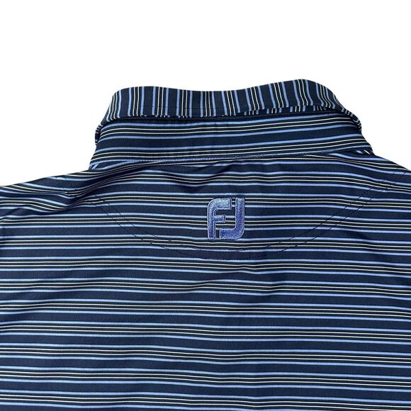 Footjoy Golf Polo Shirt Men’s Large Blue Striped Donald Ross Course Embroidered - Picture 5 of 11